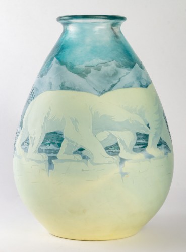 Verrerie, Cristallerie  - 1925 Emile Gallé - Vase "Ours Polaires"