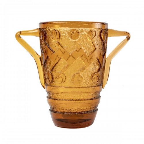 1930 Daum Nancy - Vase Art Déco Géométrique à Anses