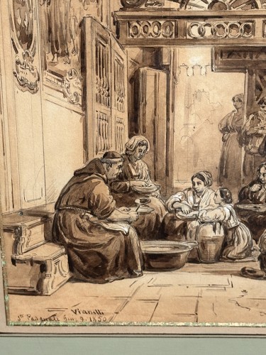 Vianelli Achille (1803 - 1894)  San Pasquale 1850 - Tableaux et dessins Style 