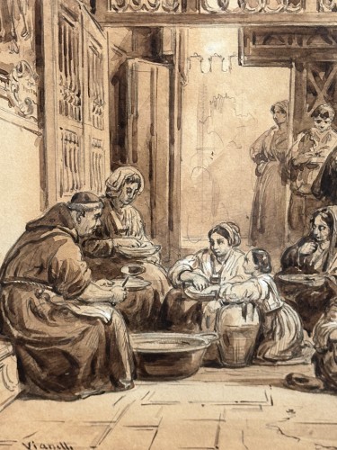 Tableaux et dessins Dessin, Aquarelle & Pastel - Vianelli Achille (1803 - 1894)  San Pasquale 1850