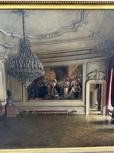 Johann Jaunbersin (actif au 19e siècle) -  intérieur de palais - Tableaux et dessins Style 