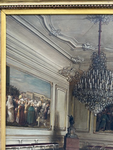 Tableaux et dessins Tableaux XIXe siècle - Johann Jaunbersin (actif au 19e siècle) -  intérieur de palais