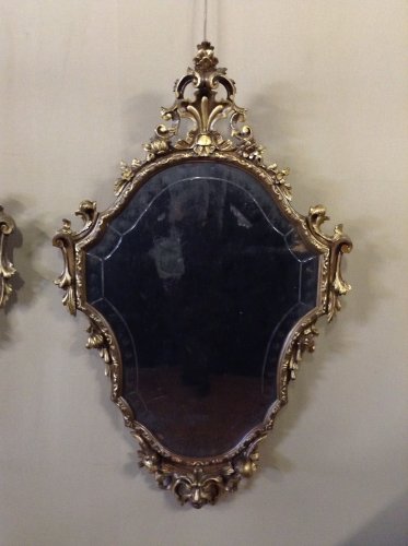 Miroirs, Trumeaux  - Paire de miroirs en bois sculpté et doré