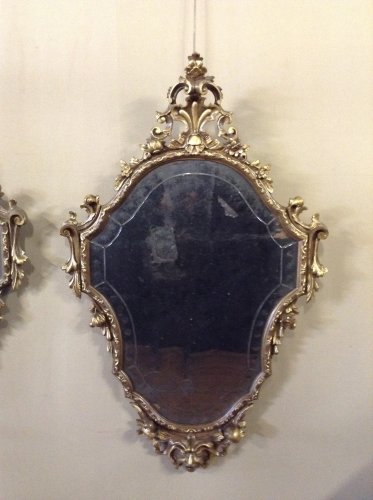Paire de miroirs en bois sculpté et doré - Blue Antique - Enzo Gironi 