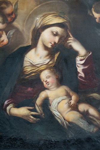 La Vierge à l'Enfant, Naples 18e siècle - Tableaux et dessins Style 