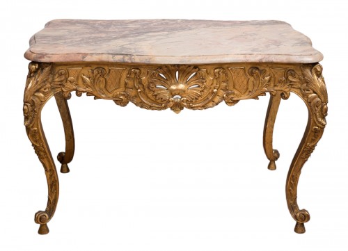 Table de salon en bois doré et sculpté, fin XIXe siècle