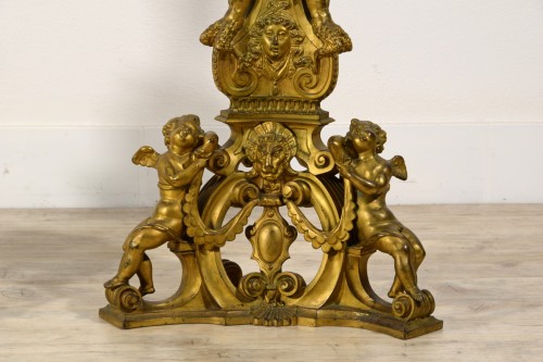 - Paire de chenets en bronze finement ciselé et doré, Venise XIXe siècle