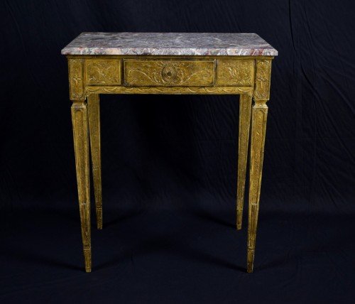 Table de milieu en bois doré, Italie fin XVIIIe  - Mobilier Style Louis XVI