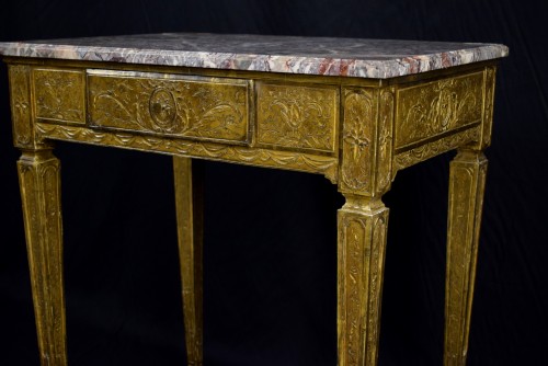 Louis XVI - Table de milieu en bois doré, Italie fin XVIIIe 