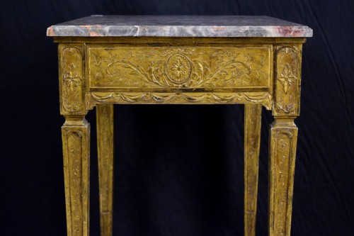 Antiquités - Table de milieu en bois doré, Italie fin XVIIIe 