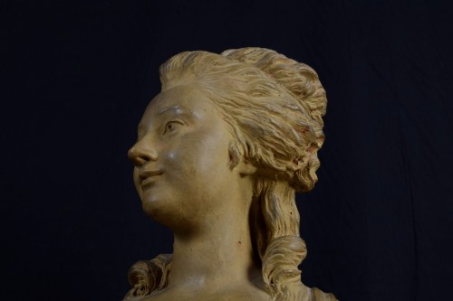XIXe siècle - Paire de bustes en terre cuite, bases en marbre, France XIX siècle
