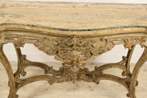 XVIIIe siècle - Console en bois sculpté et argenté, Naples (Italie), début XVIII siècle