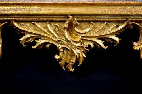 Miroir vénitien en bois sculpté et doré, XVIIIe siècle - Miroirs, Trumeaux Style Louis XV