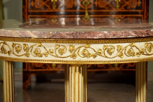 Antiquités - Table néoclassique avec plateau en marbre, bois laqué, Italie XVIIIe siècle