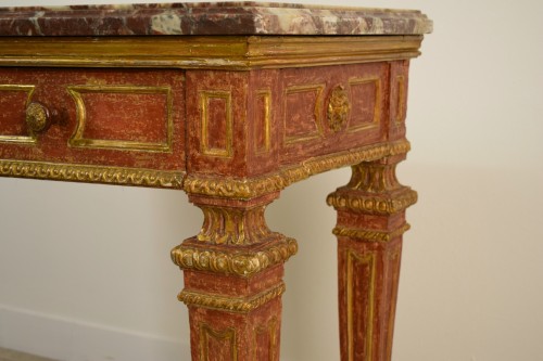 Antiquités - Console en bois sculpté, Italie fin 18e