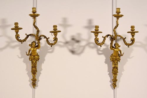 Luminaires Appliques - Paire de appliques en bronze doré, France fin XIXe siècle