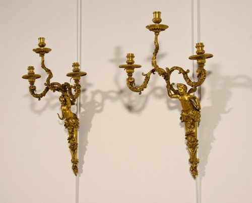 Paire de appliques en bronze doré, France fin XIXe siècle - Brozzetti Antichità