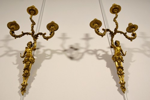 XIXe siècle - Paire de appliques en bronze doré, France fin XIXe siècle