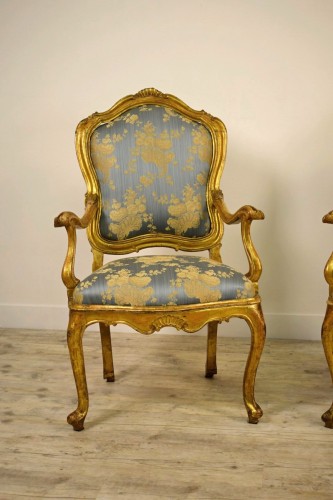 XVIIIe siècle - Paire de fauteuils vénitiens du XVIIIe siècle