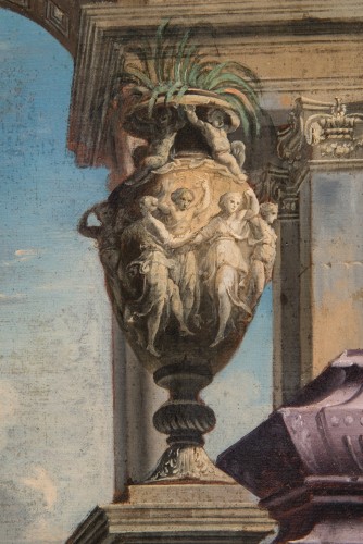 Caprice architectural avec la prédication de saint Paul - Alberto Carlieri (1672-1720) - 