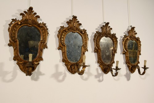 Luminaires Appliques - Quatre appliques en bois sculpté - Turin, XIXe Siècle