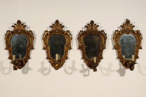 Antiquités - Quatre appliques en bois sculpté - Turin, XIXe Siècle