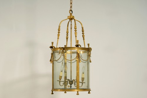 Lanterne en bronze doré à quatre lumières, France début du XXe siècle - Luminaires Style 