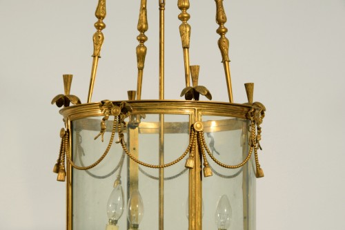Lanterne en bronze doré à quatre lumières, France début du XXe siècle - Brozzetti Antichità