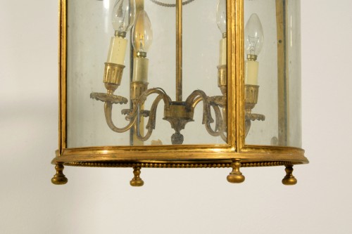  - Lanterne en bronze doré à quatre lumières, France début du XXe siècle