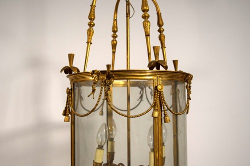 Antiquités - Lanterne en bronze doré à quatre lumières, France début du XXe siècle