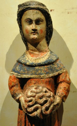 Statue de Saint Mammès de Cesarée France vers 1380 - Sculpture Style Moyen Âge