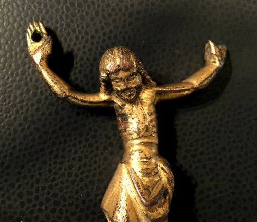 Christ en bronze doré, Italie vers 1300 - Art sacré, objets religieux Style Moyen Âge