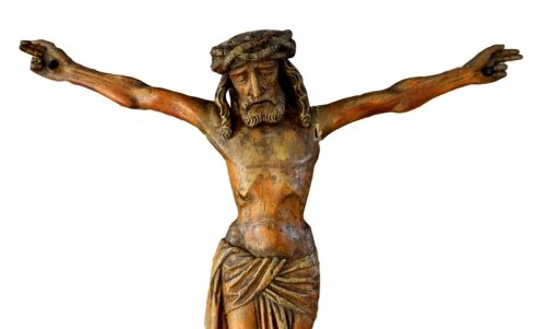 Christ en bois sculpté XVIe siècle - Art sacré, objets religieux Style Renaissance