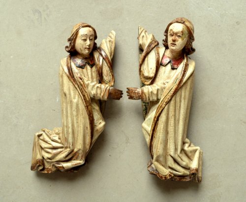 Sculpture Sculpture en Bois - Paire d'anges en tilleul sculpté XVIe siècle