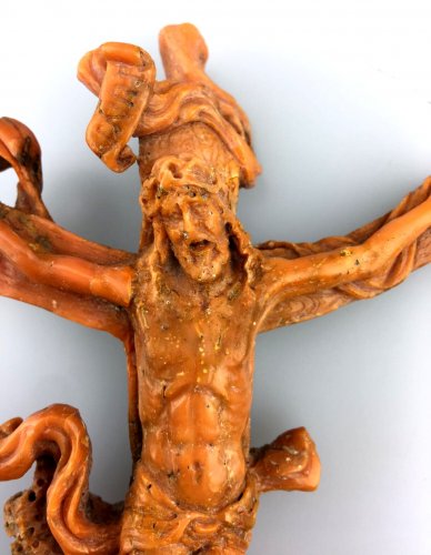 Art sacré, objets religieux  - Christ en corail sculpté, Italie XVIIe siècle