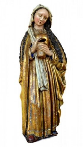 Statue de sainte Marie Madeleine en bois sculpté, fin XVe siècle