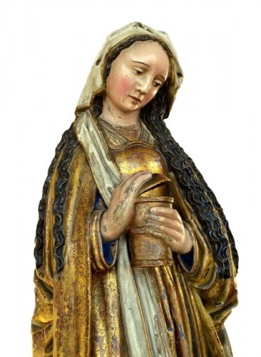 XVIe siècle et avant - Statue de sainte Marie Madeleine en bois sculpté, fin XVe siècle