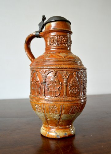 Cruche aux en grès émaillé, Raeren daté 1603 - Céramiques, Porcelaines Style 