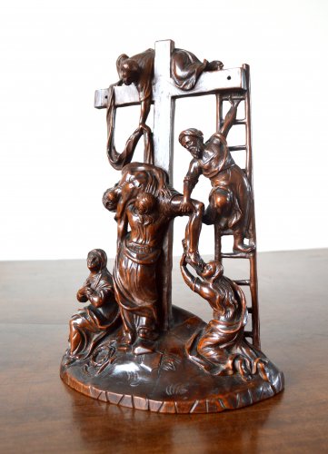 Sculpture Sculpture en Bois - La Descente de Croix - Sculpture en noyer fin XVIIe siècle