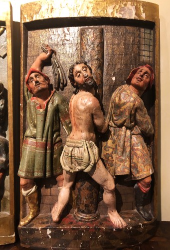 Sculpture  - Deux relief en bois polychromé, Espagne XVIe siècle
