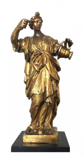 Statue en bronze doré représentation la Tempérance.Vers 1600