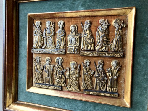 Collection des fragments en os peint, Flandre vers 1450 - Moyen Âge
