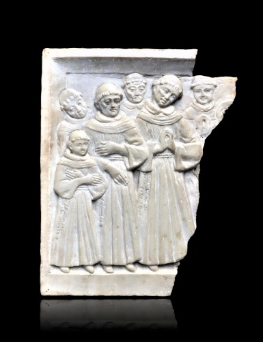 Fragment en albâtre représentant des moines en prière XVe siècle - Sculpture Style 