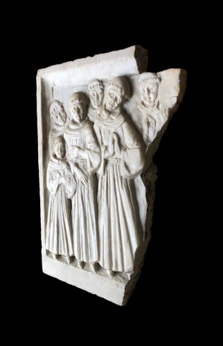 Fragment en albâtre représentant des moines en prière XVe siècle - Steven Bouchaert