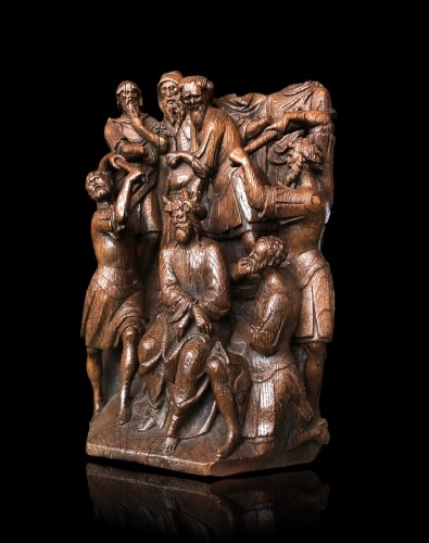 Le couronnement d'épines, Sculpture en chêne XVe siècle - Sculpture Style 