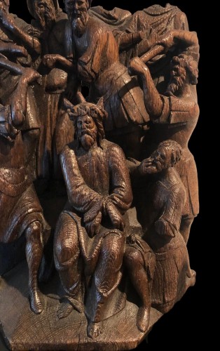 Le couronnement d'épines, Sculpture en chêne XVe siècle - Steven Bouchaert