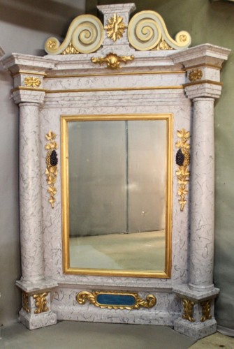 Paire de grands miroirs baroques polychromes XIXe - Jean-Yves Buhard