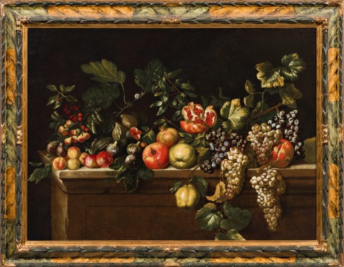 Agostino Verrocchio (1586-1659) Nature morte avec pommes, raisins, figues