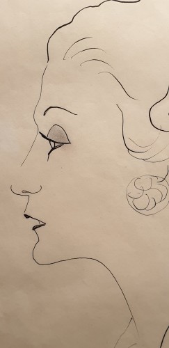 Profil de Louise de Vilmorin - Jean Cocteau (1889-1963) - Tableaux et dessins Style Art Déco