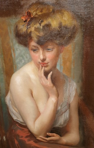 XXe siècle - Portrait de jeune femme - Frédéric Dufaux (1852 - 1943)